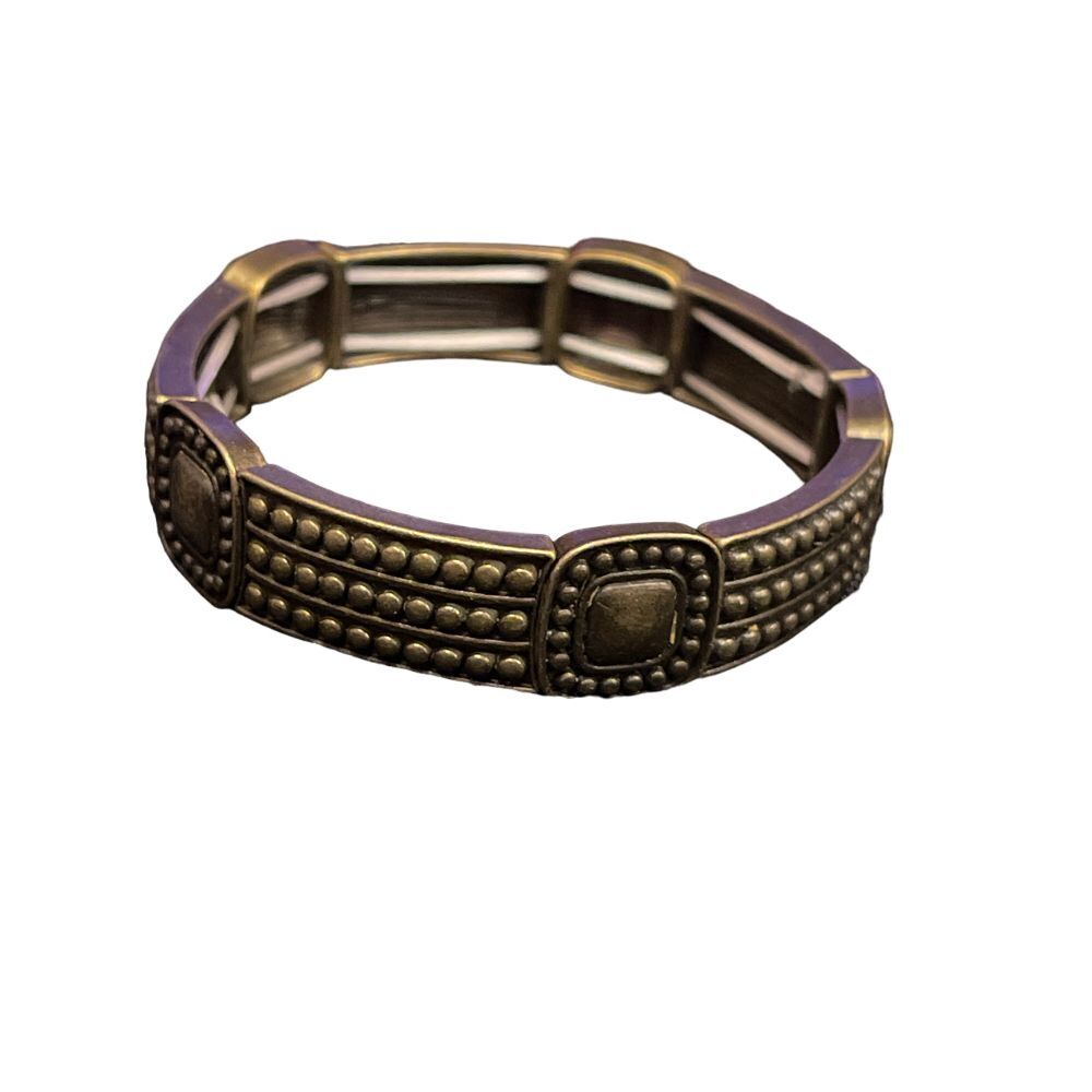 Vintage Antique Bronze Stretch Bracelet Boho Chic Studded‎ Cuff Jewelry R-19